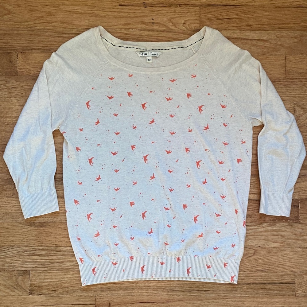 Fat Face 100% Cotton Sweater with Sparrow Motif